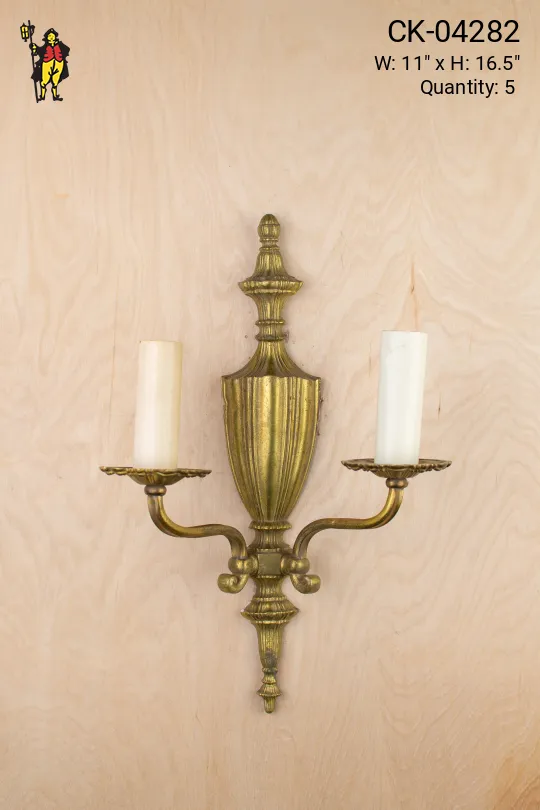 Two Candle Brass Wall Sconce