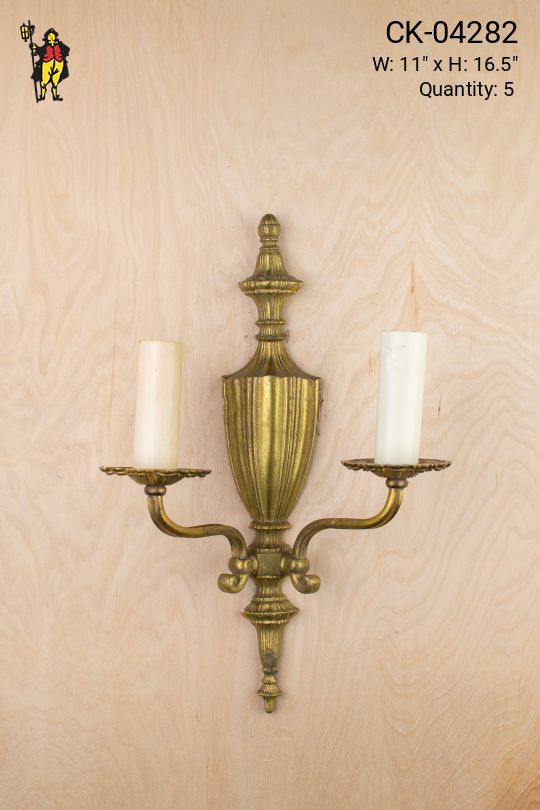Two Candle Brass Wall Sconce