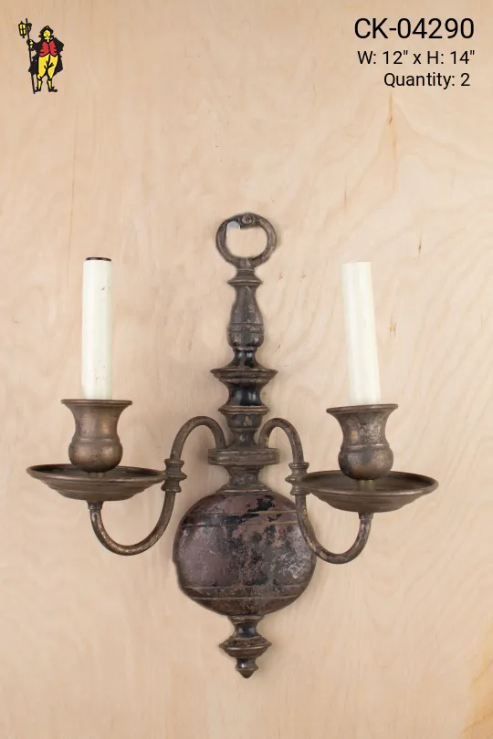 Distressed Traditional Two Candle Wall Sconce