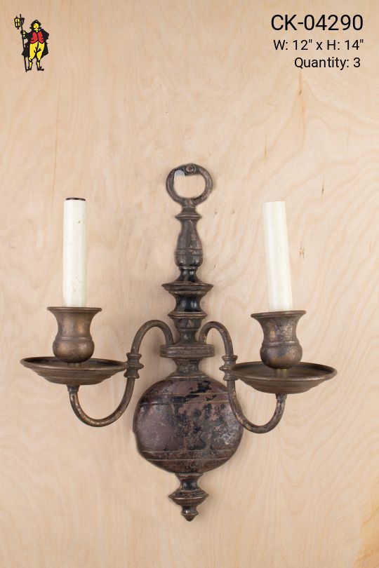 Distressed Traditional Two Candle Wall Sconce
