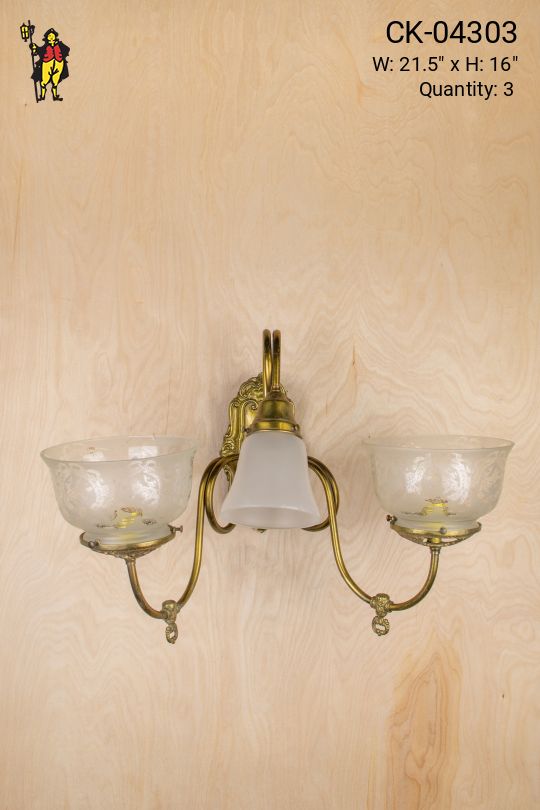 Three Light Mixed Brass Wall Sconce