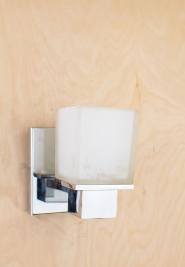 Polished Silver Wall Sconce w/Frosted Glass Shade