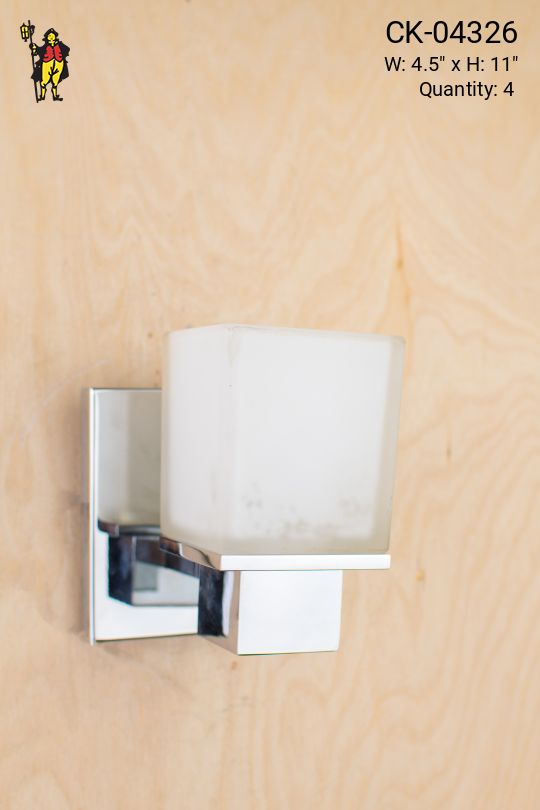 Polished Silver Wall Sconce w/Frosted Glass Shade