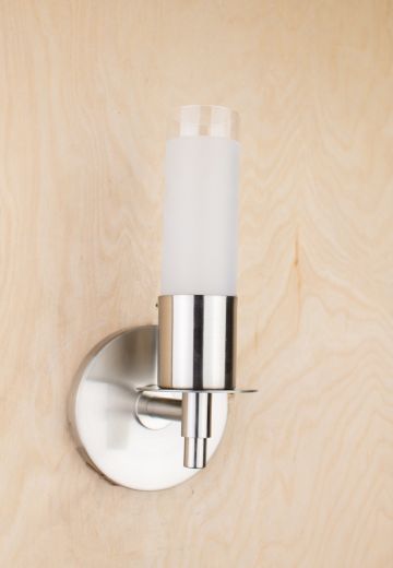 Polished Silver Wall Sconce w/Frosted Glass Shade