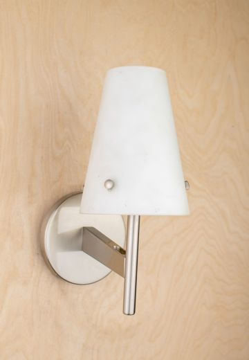 Nickel Wall Sconce w/Frosted Glass Cone Shade