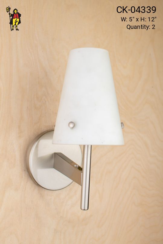 Nickel Wall Sconce w/Frosted Glass Cone Shade