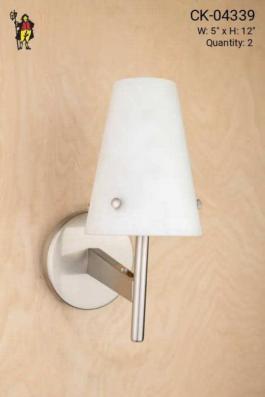 Nickel Wall Sconce w/Frosted Glass Cone Shade
