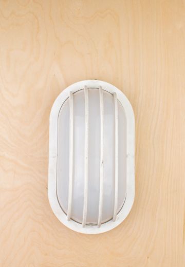 White Plastic Cage Sconce (Distressed)