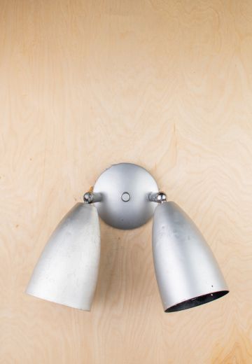 Two Light Silver Exterior Bullet Reflector Wall Sonce