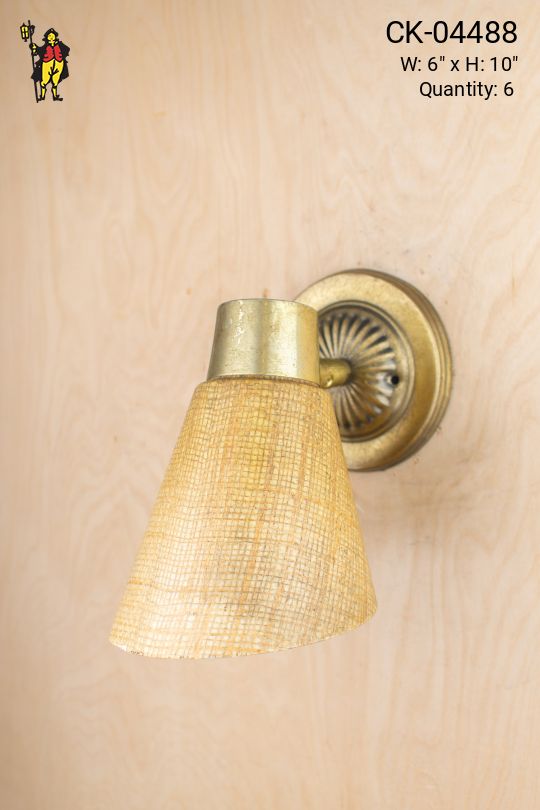 Brass Wall Sconce w/Beige Textured Shade