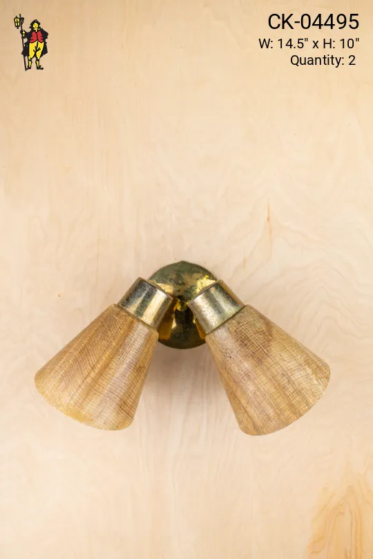 Two Light Brass Wall Sconce w/Beige Textured Shade