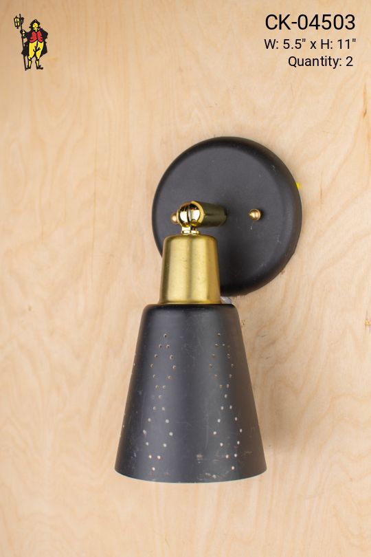 Pierced Black & Brass Single Spotlight Wall Sconce