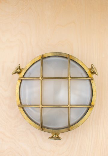 Round Brass Cage Wall Scone
