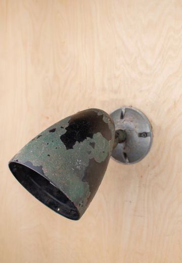 Distressed Black & Green Bullet Reflector Wall Sconce