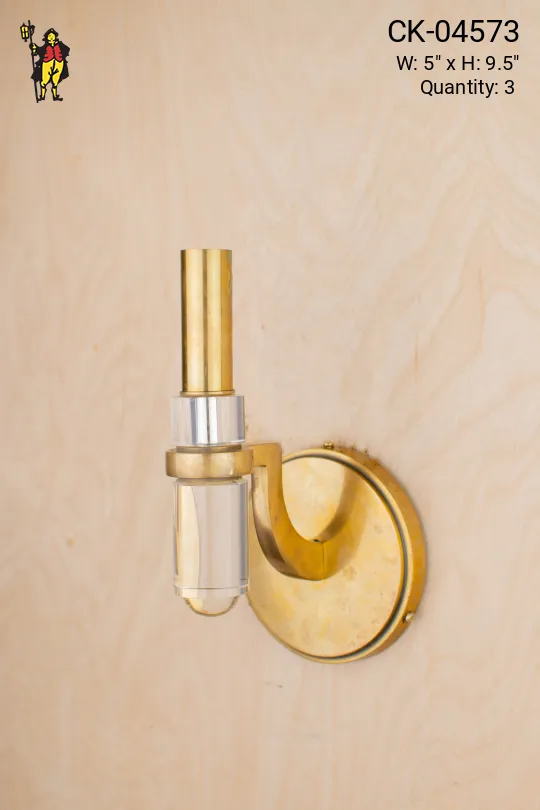 Contemporary Brass & Glass Single Light Wall Sconce