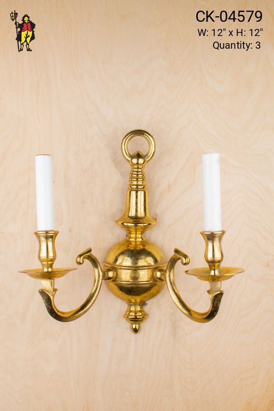 Polished Brass Two Candle Wall Sconce