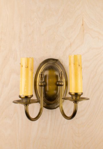 Two Candle Brass Wall Sconce