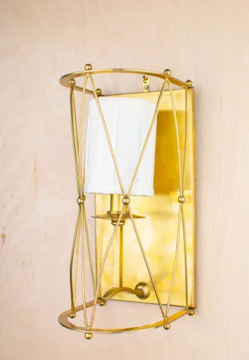 Brass Fabric Shaded Single Light Wall Sconce