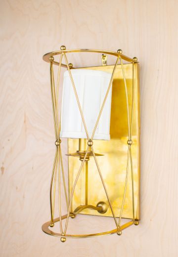 Brass Fabric Shaded Single Light Wall Sconce