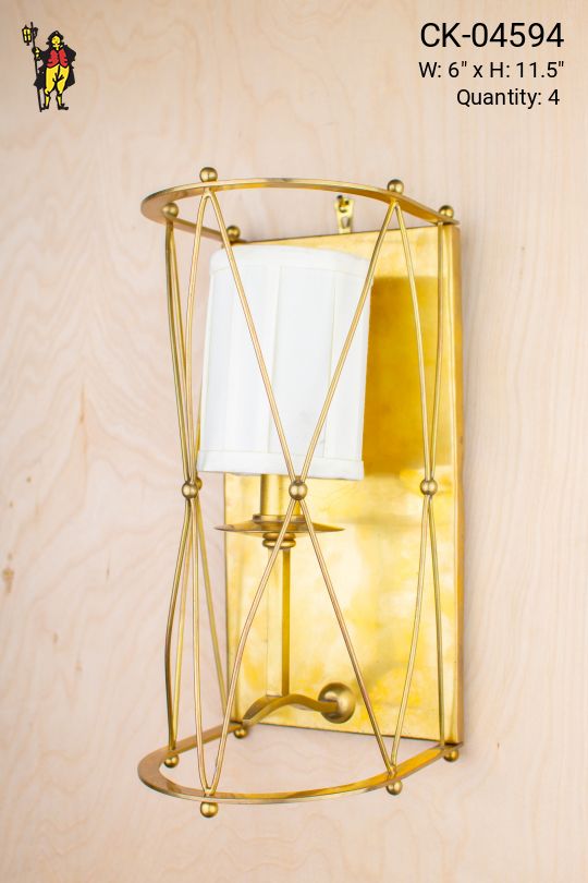 Brass Fabric Shaded Single Light Wall Sconce