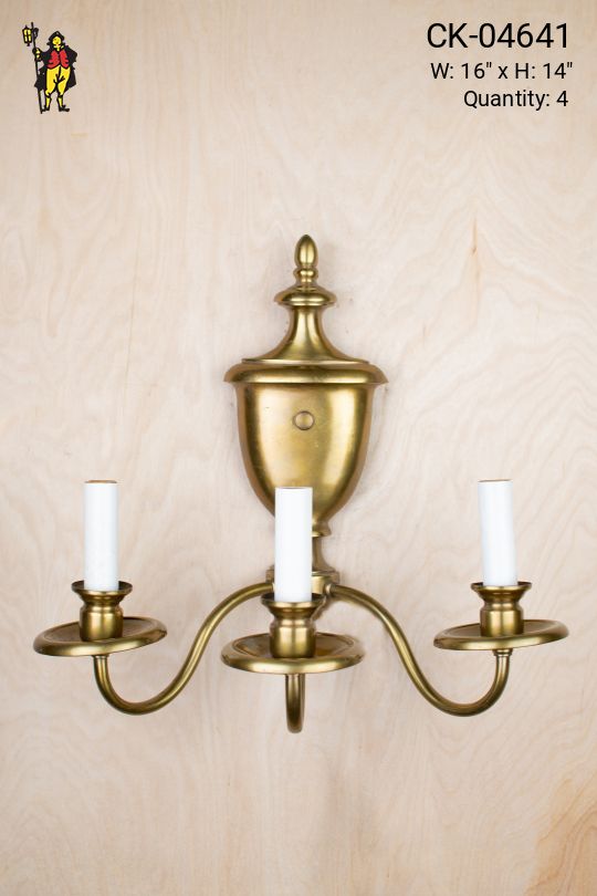 Three Light Brass Wall Sconce