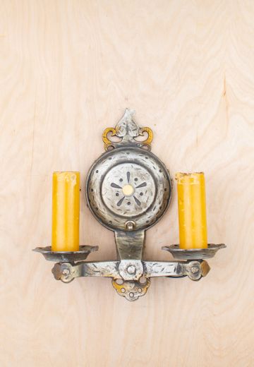 Nickel Two Gothic Candle Wall Sconce