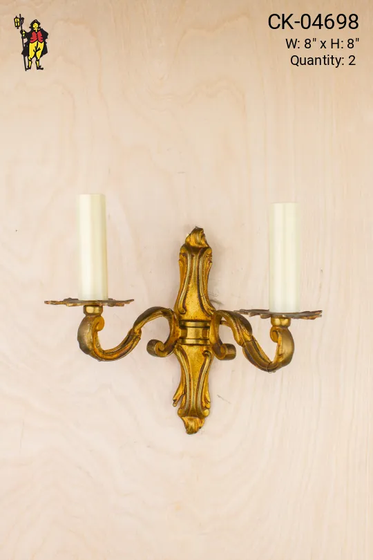 Two Candle Brass Wall Sconce