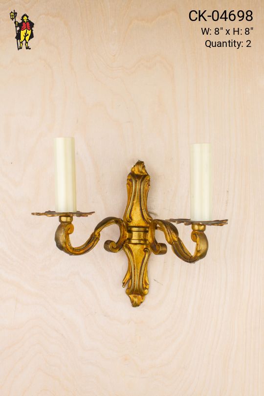 Two Candle Brass Wall Sconce