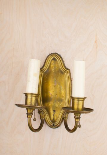 Two Candle Brass Wall Sconce