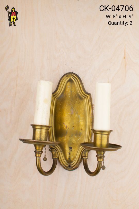 Two Candle Brass Wall Sconce