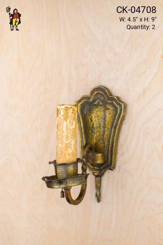 Distressed Gothic Brass Wall Sconce