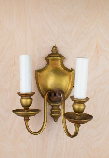 Two Candle Brass Wall Sconce