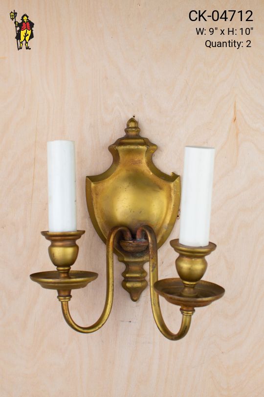 Two Candle Brass Wall Sconce