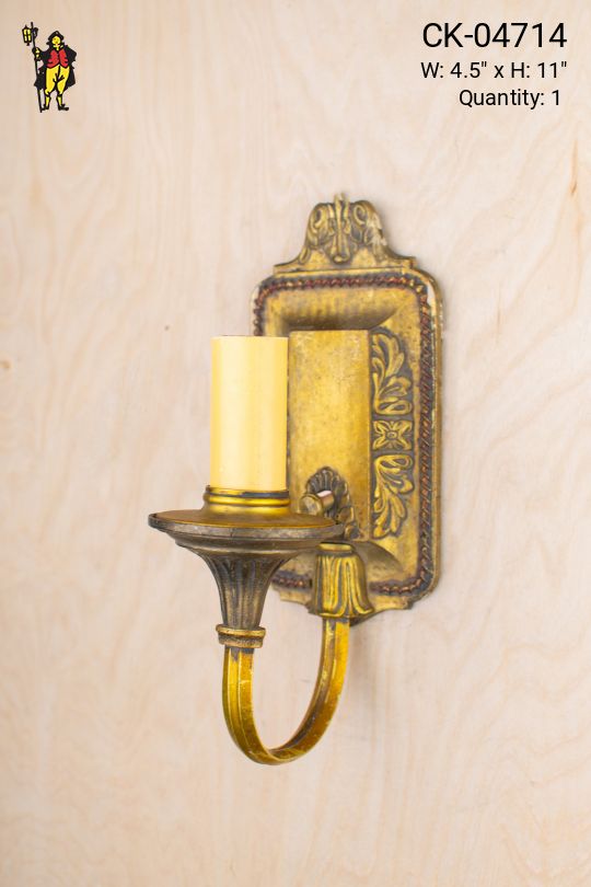 Single Candle Brass Wall Sconce
