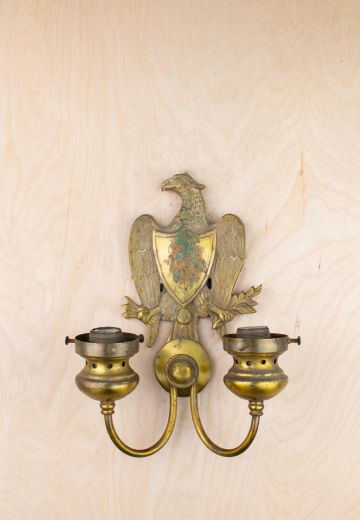 Brass Eagle Two Curved Arm Wall Sconce