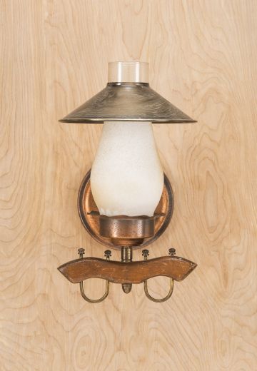 Wooden Single Light Wall Sconce w/Hurricane Shade