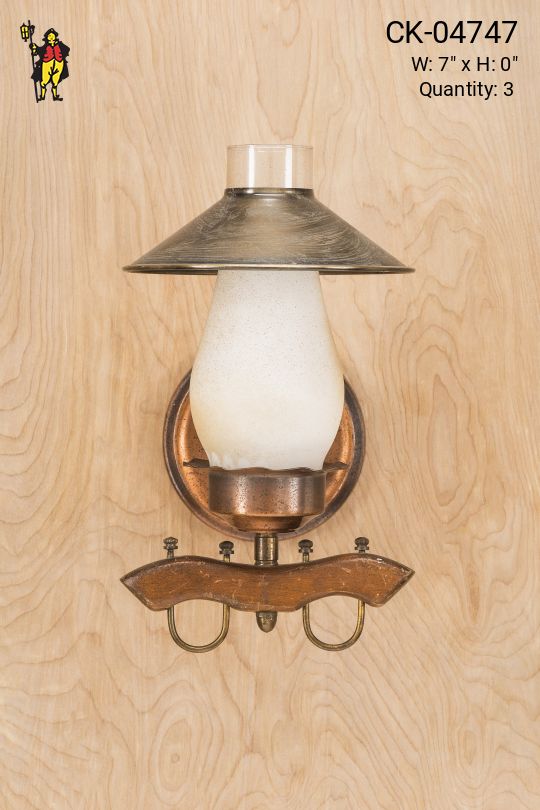 Wooden Single Light Wall Sconce w/Hurricane Shade