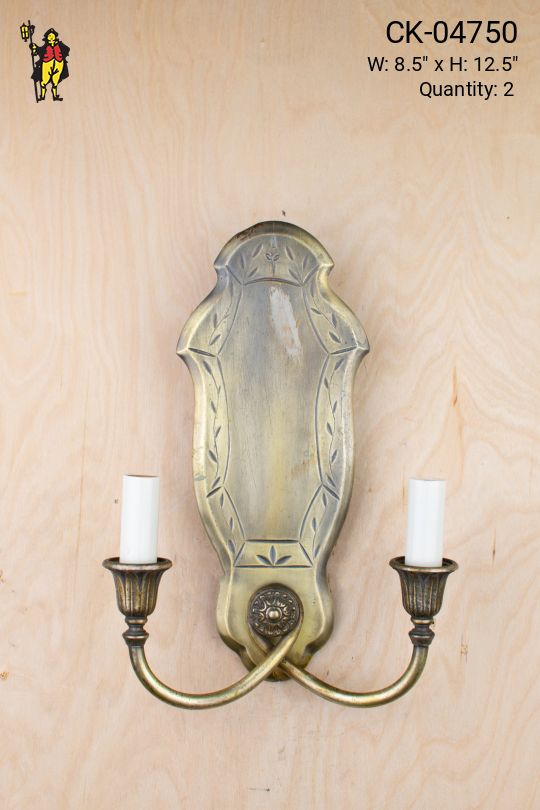 Etched Floral Two Candle Wall Sconce