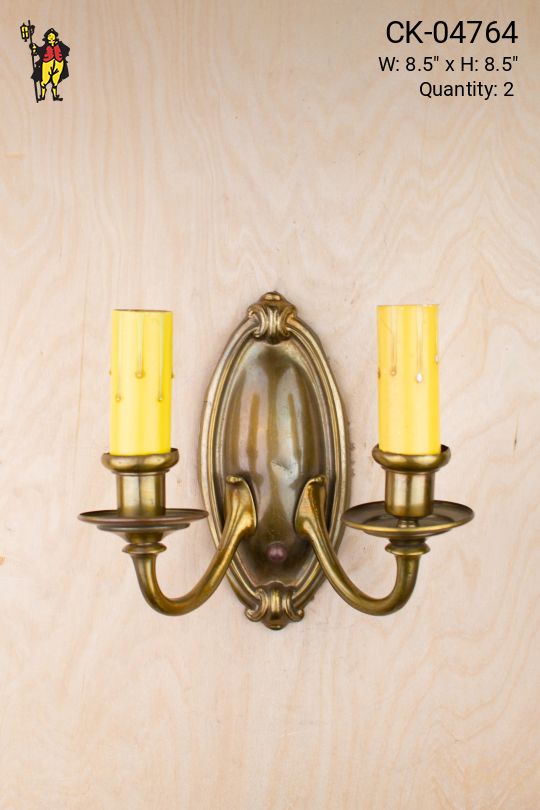 Two Candle Antique Brass Wall Sconce