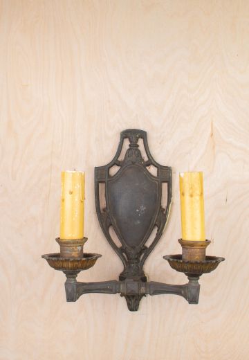 Gothic Two Candle Distressed Wall Sconce
