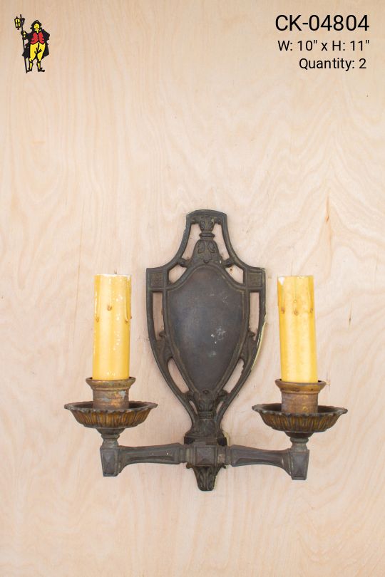 Gothic Two Candle Distressed Wall Sconce