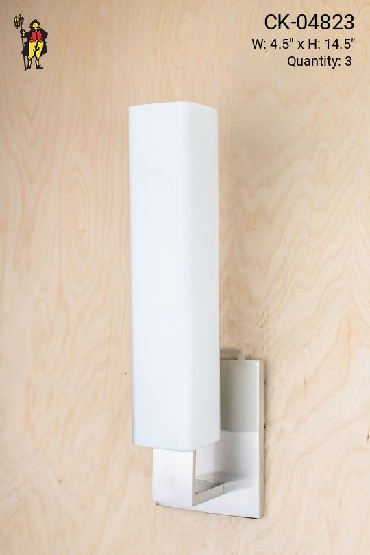 Silver Wall Sconce w/Frosted Glass Shade