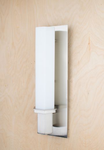 Modern Silver Wall Sconce w/Frosted Glass Cylinder Shade