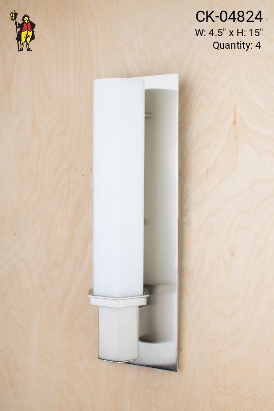 Modern Silver Wall Sconce w/Frosted Glass Cylinder Shade