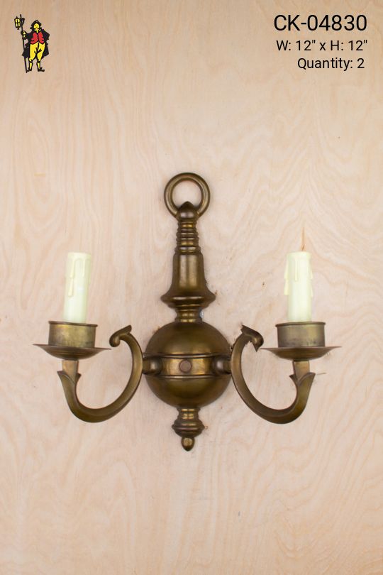 Antique Brass Two Candle Wall Sconce
