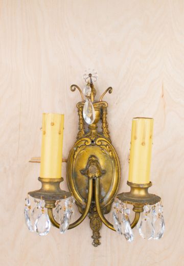 Two Candle Wall Sconce w/Crystal Drops
