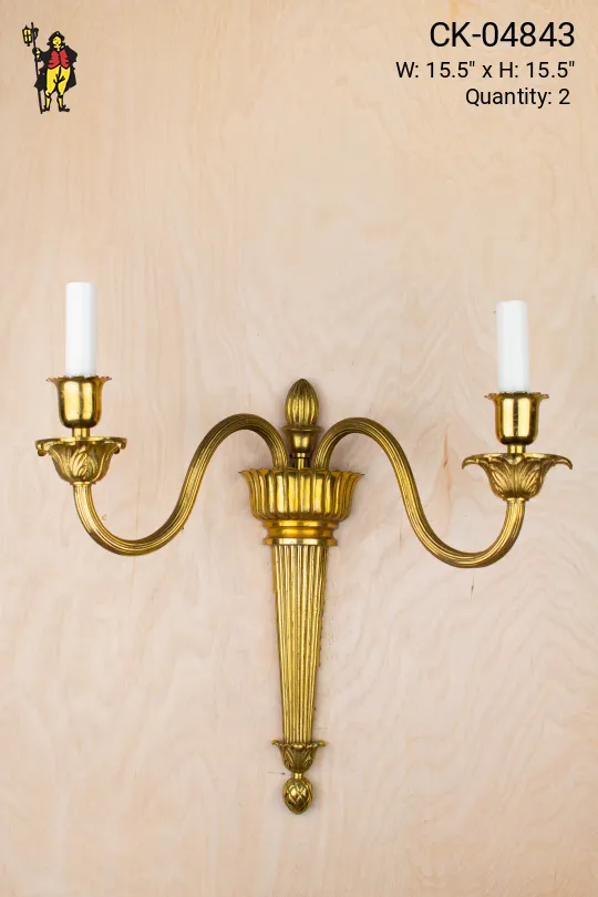 Two Candle Brass Wall Sconce