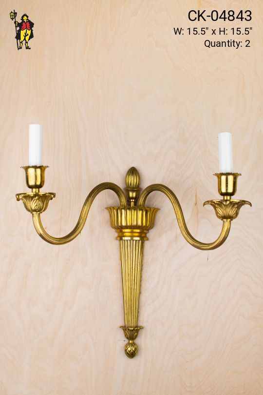 Two Candle Brass Wall Sconce