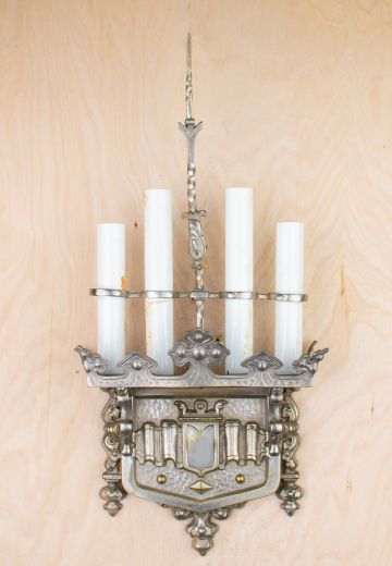 Silver Gothic Four Light Wall Sconce
