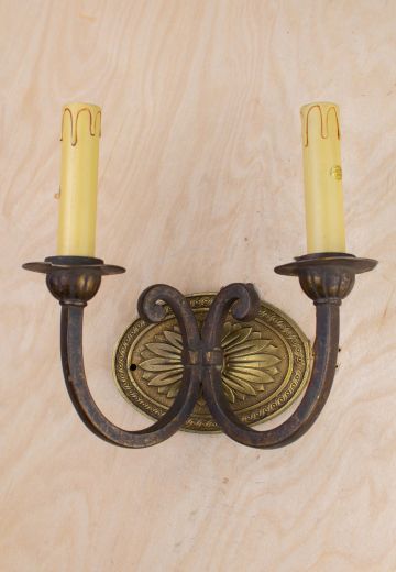 Two Candle Art Deco Wall Sconce